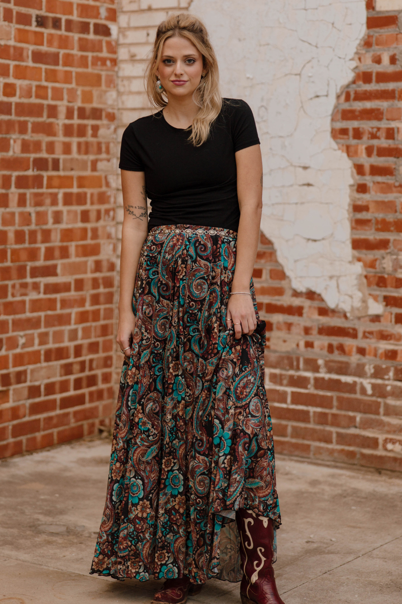 Sagebrush Swirl Maxi Skirt: S/M