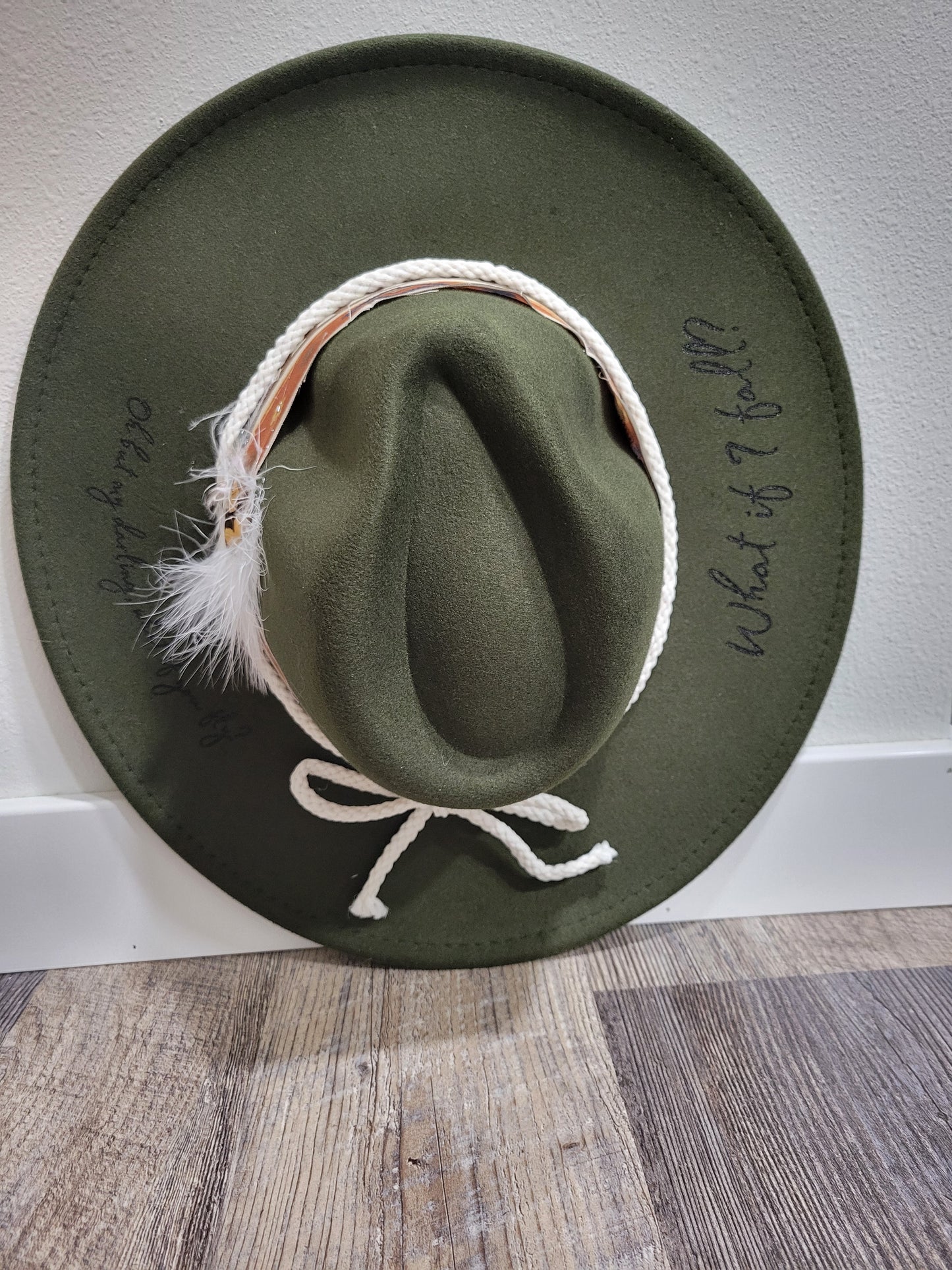 What If I Fall? |Burnt Hat | Rancher | Western | Fedora: Rancher / Hat Bar Style / Army Green