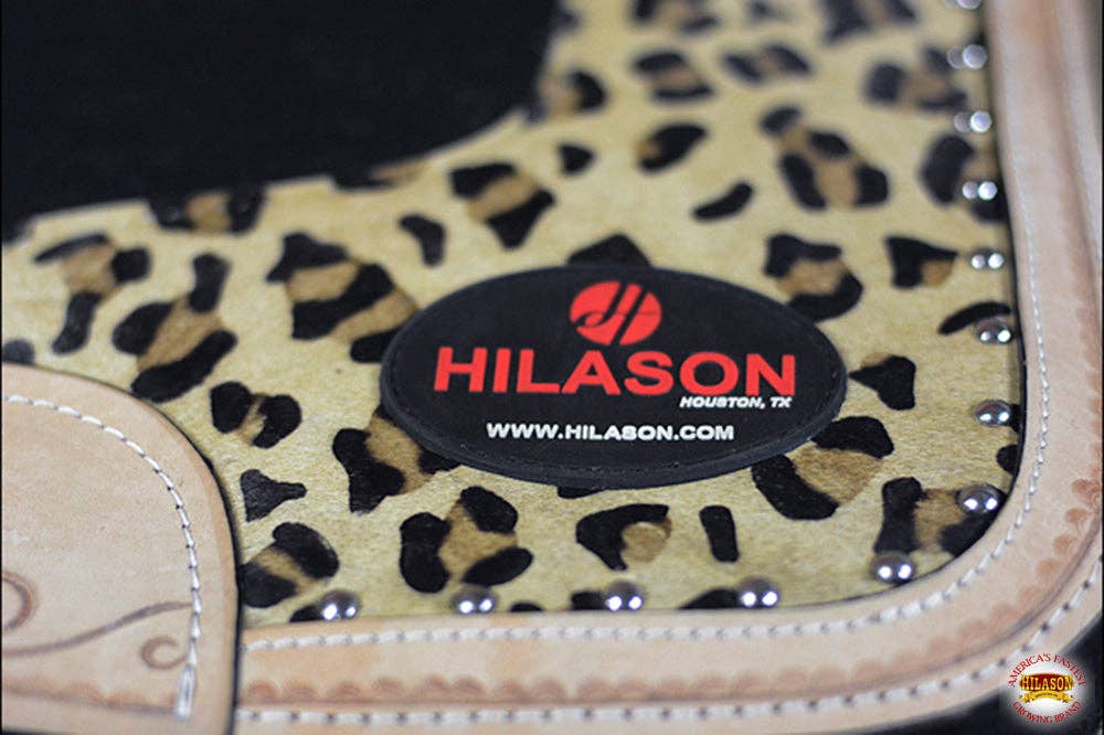 Wool Felt Horse Saddle Pad With Leopard Print Leather