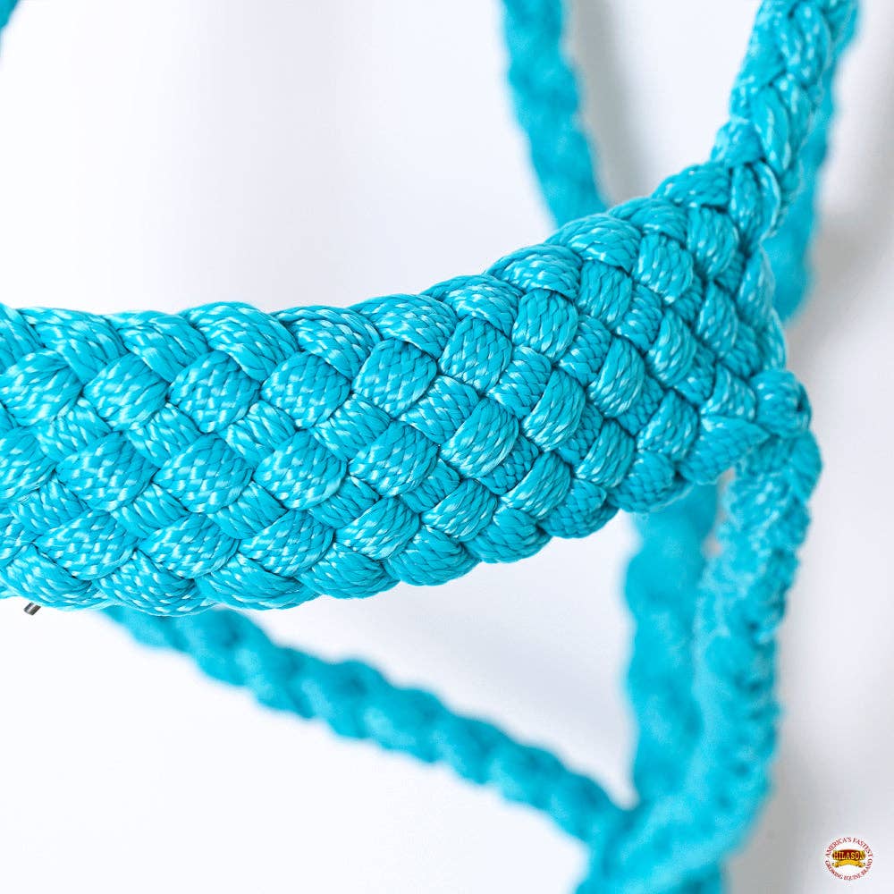 9 Ft Nylon Poly Flat Braided Mule Tape Halter And Lead Rope: Turquoise