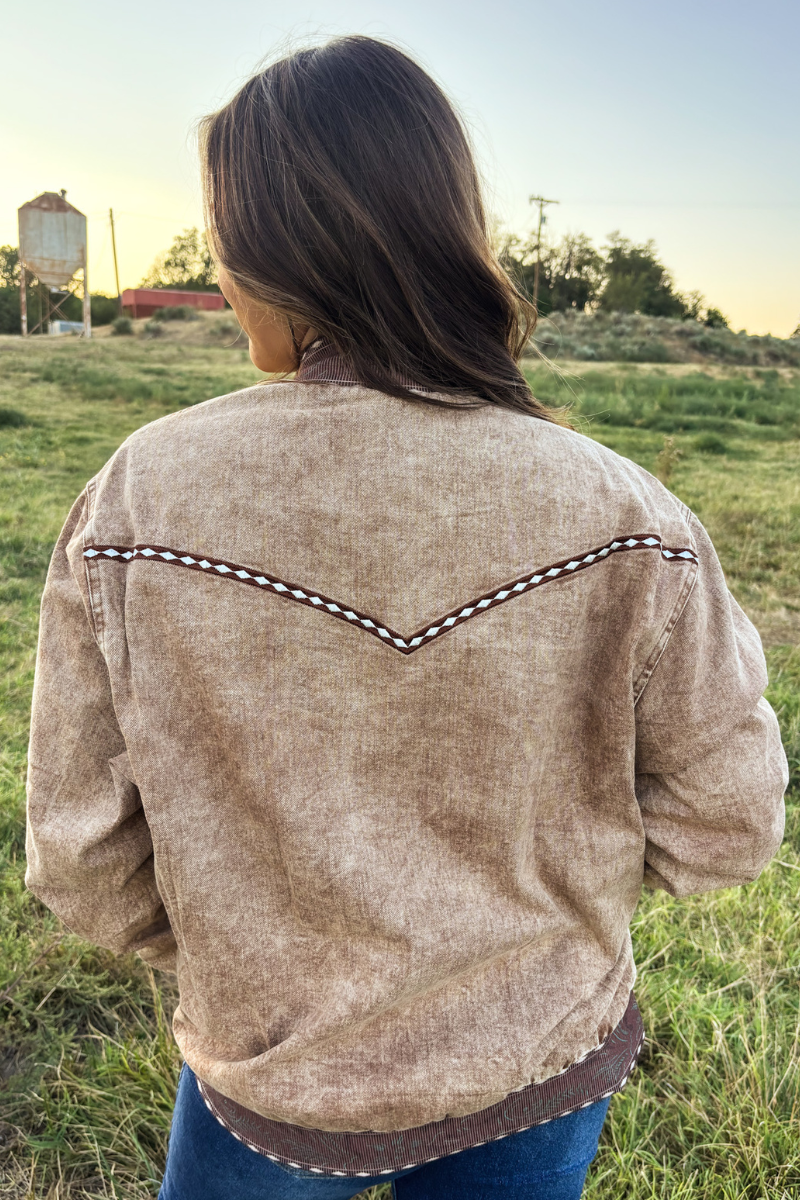 Buckskin Buckstitch Bomber Jacket: S