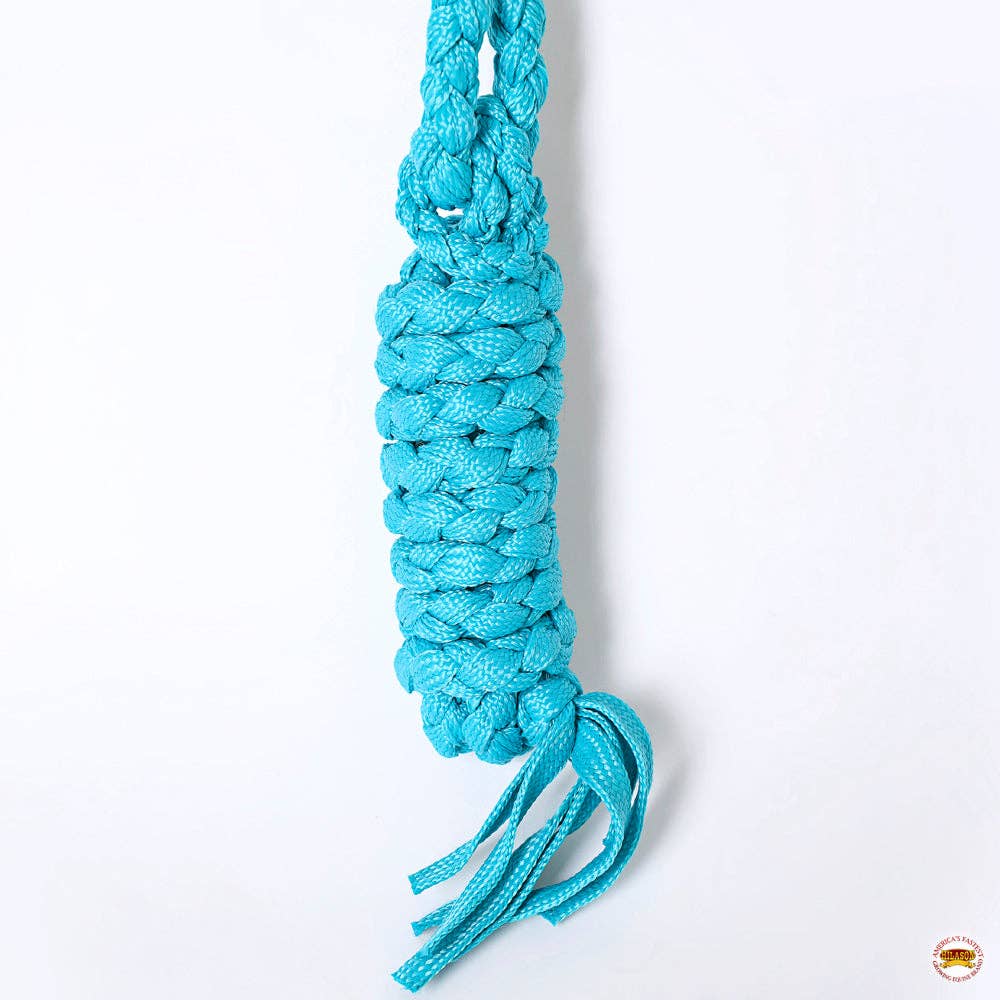 9 Ft Nylon Poly Flat Braided Mule Tape Halter And Lead Rope: Turquoise