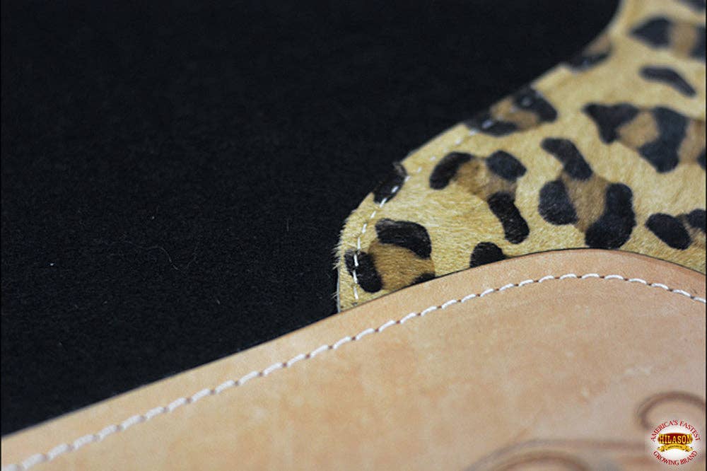 Wool Felt Horse Saddle Pad With Leopard Print Leather