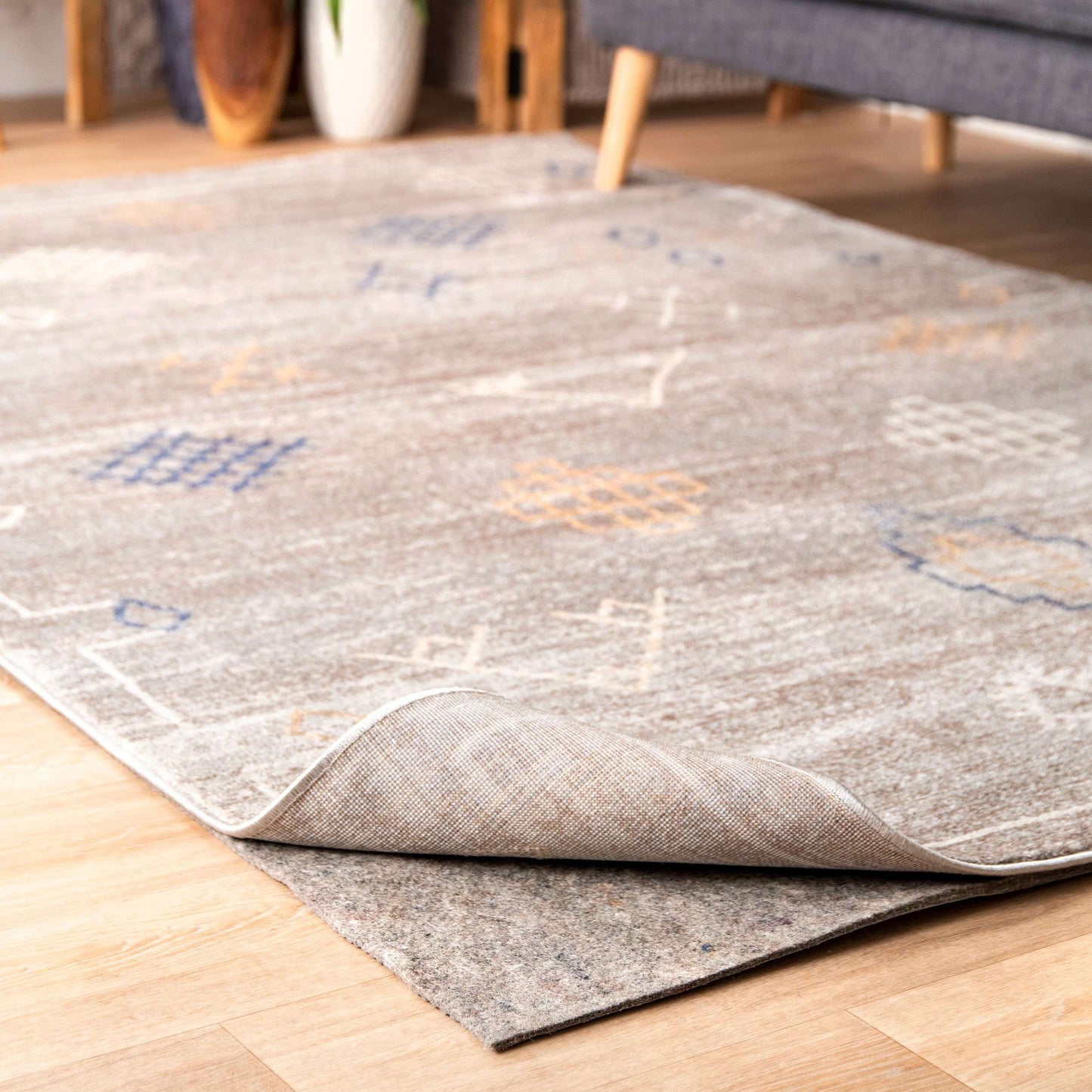 Pet-Friendly Non-Slip Grip Rug Pad: Grey / Rectangle / 5' x 8'