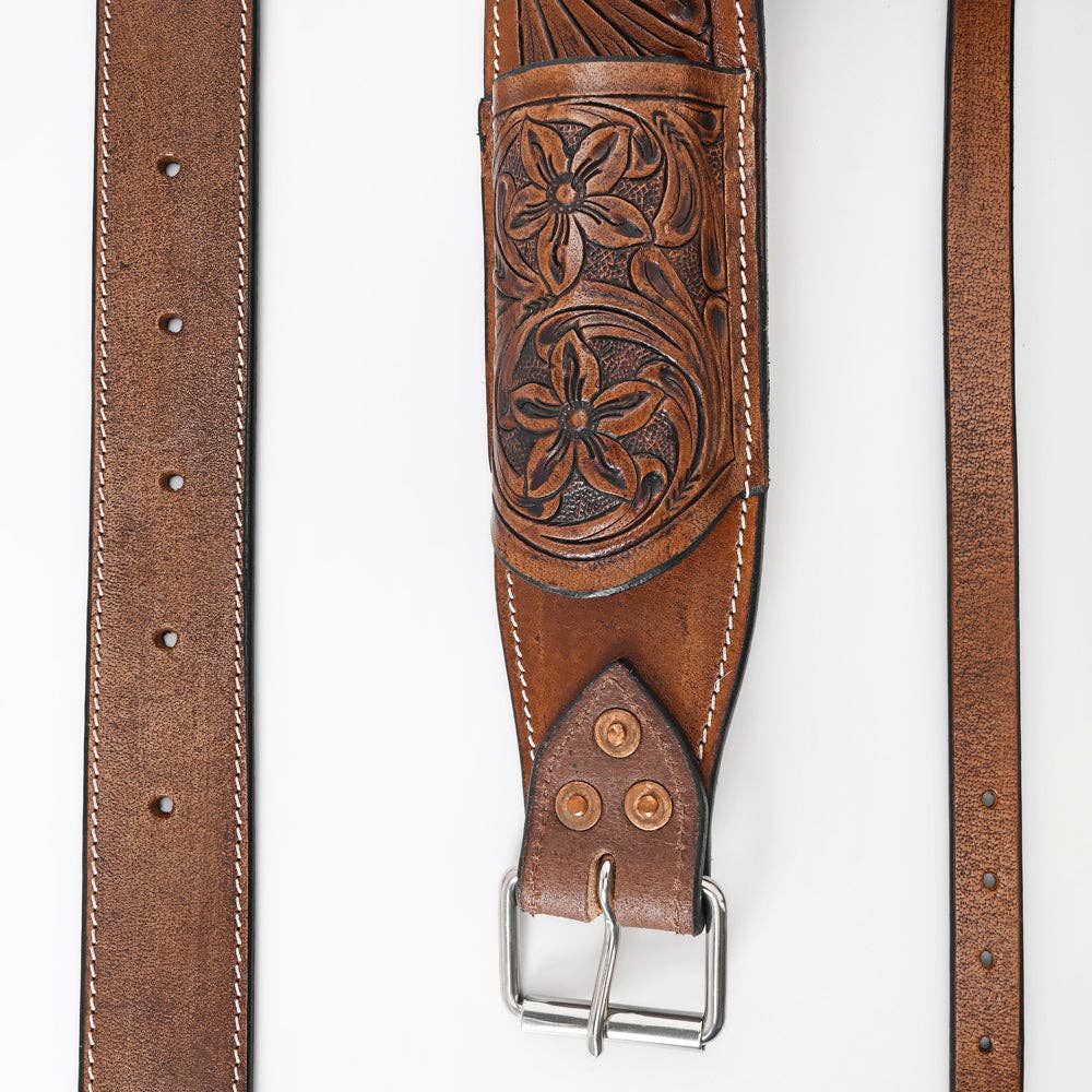 Horse Saddle Flank Cinch Girth Handtooled Leather Billets
