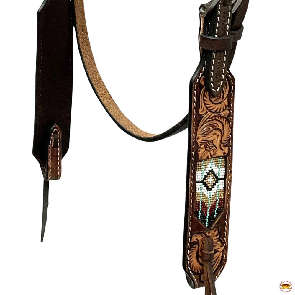 HILASON Western Horse Beaded Hand Tooled Genuine Leather Headstall Breast Collar Brown | Leather Headstall | Leather Breast Collar | Tack Set for Horses: Tack Set