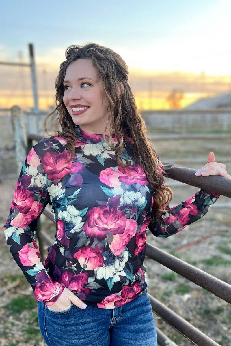 Where Flowers Bloom Mesh Top: L