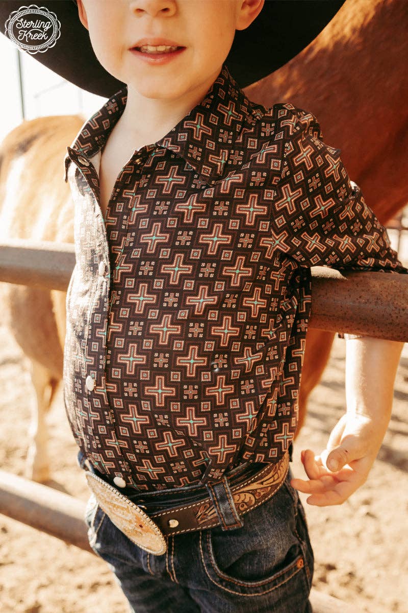Mini Red Cloud Button Up: L