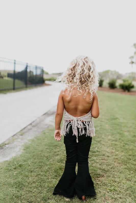 Kids Black Denim Flare Pants