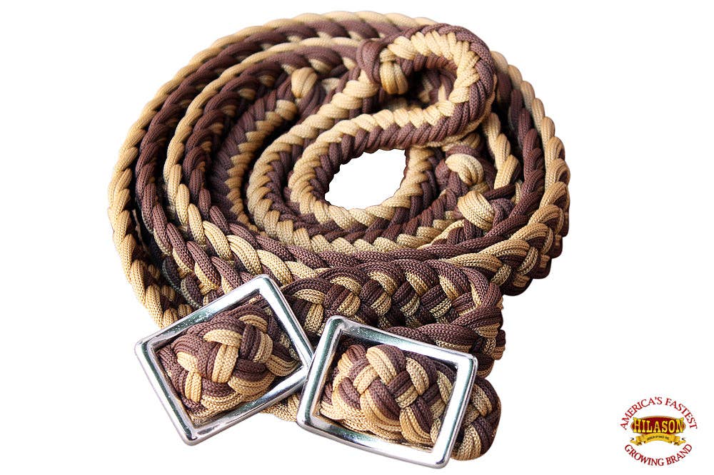 Hilason Braided Poly Barrel Horse Racing Reins Flat Grip Knots 1" X 8Ft | Rein Gifts: Red