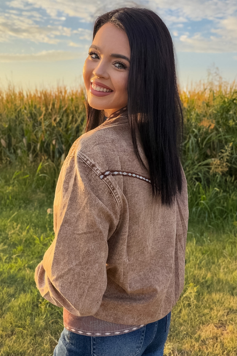 Buckskin Buckstitch Bomber Jacket: S