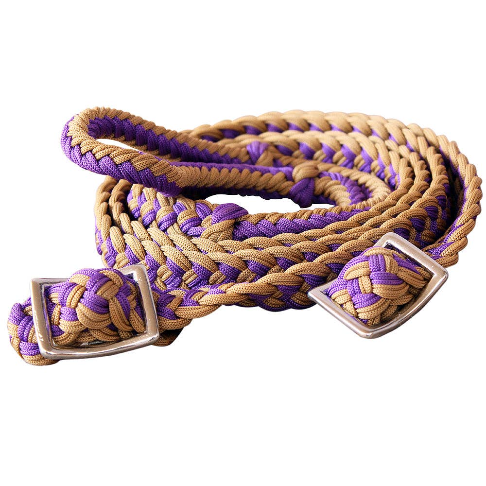 Hilason Braided Poly Barrel Horse Racing Reins Flat Grip Knots 1" X 8Ft | Rein Gifts: Red