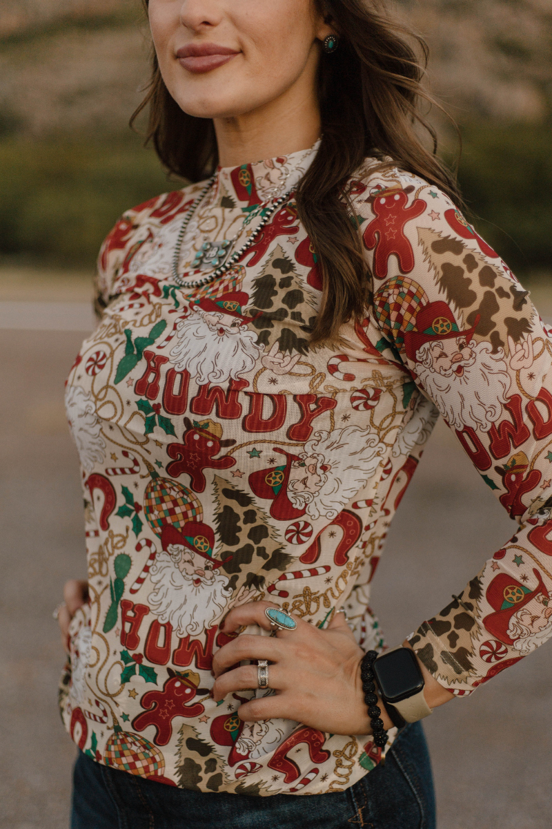 Howdy Santa Mesh Top: L
