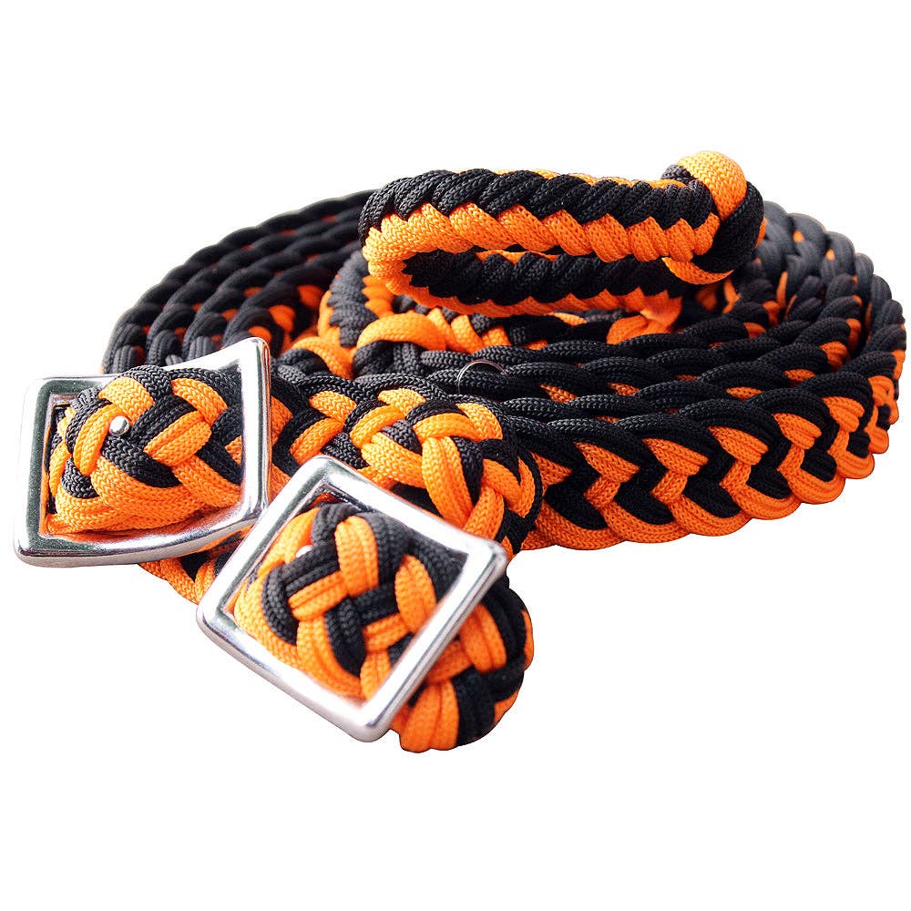 Hilason Braided Poly Barrel Horse Racing Reins Flat Grip Knots 1" X 8Ft | Rein Gifts: Red
