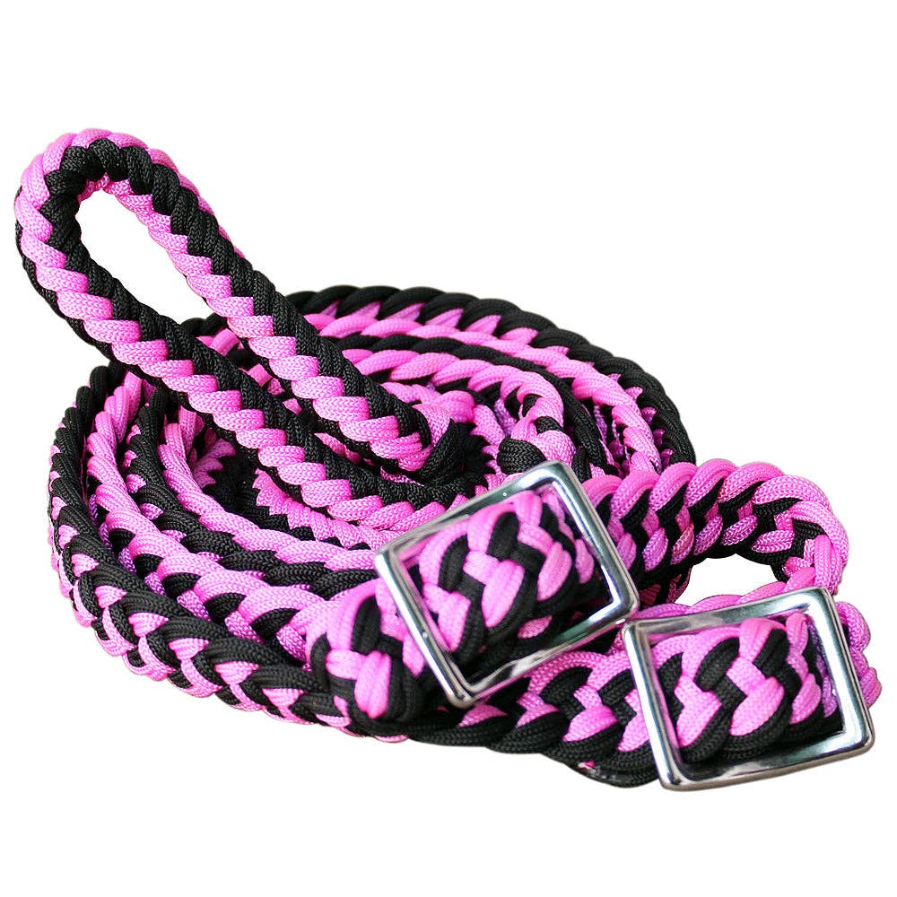 Hilason Braided Poly Barrel Horse Racing Reins Flat Grip Knots 1" X 8Ft | Rein Gifts: Red