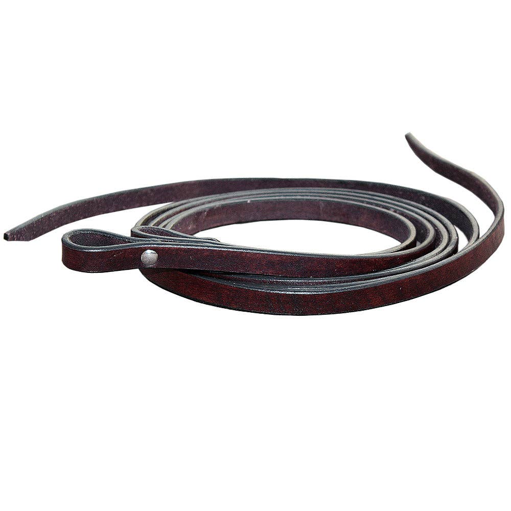 3/4 In x 8 ft Western Horse Tack Leather Split Rein: Black