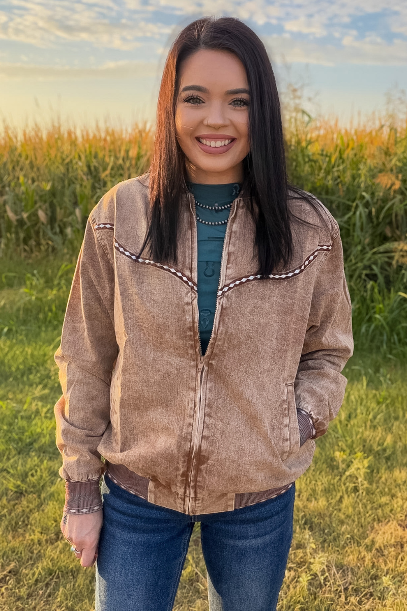 Buckskin Buckstitch Bomber Jacket: S