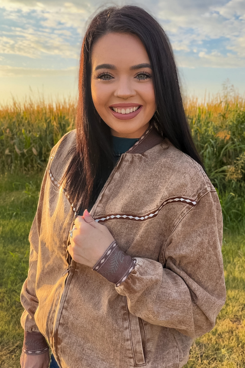 Buckskin Buckstitch Bomber Jacket: S