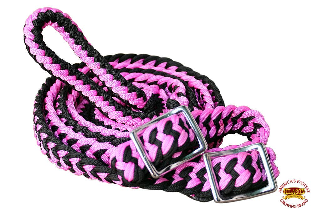 Hilason Braided Poly Barrel Horse Racing Reins Flat Grip Knots 1" X 8Ft | Rein Gifts: Red