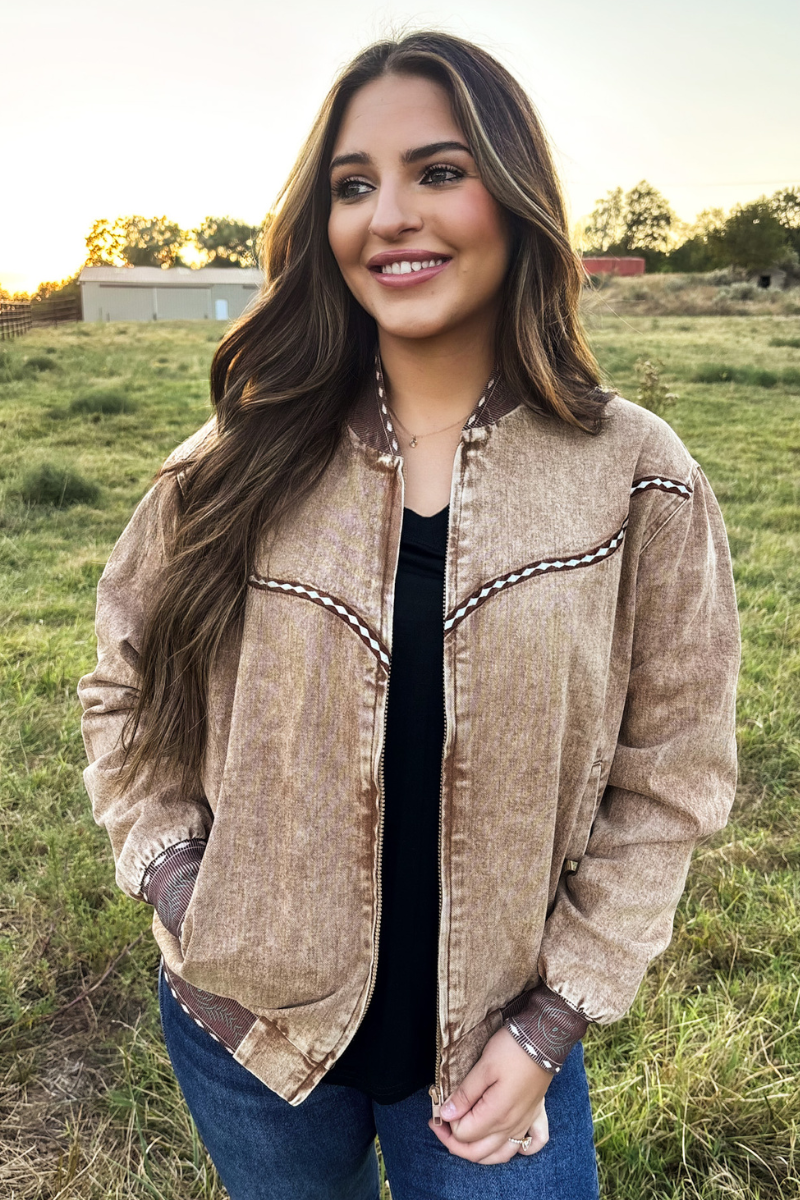 Buckskin Buckstitch Bomber Jacket: S
