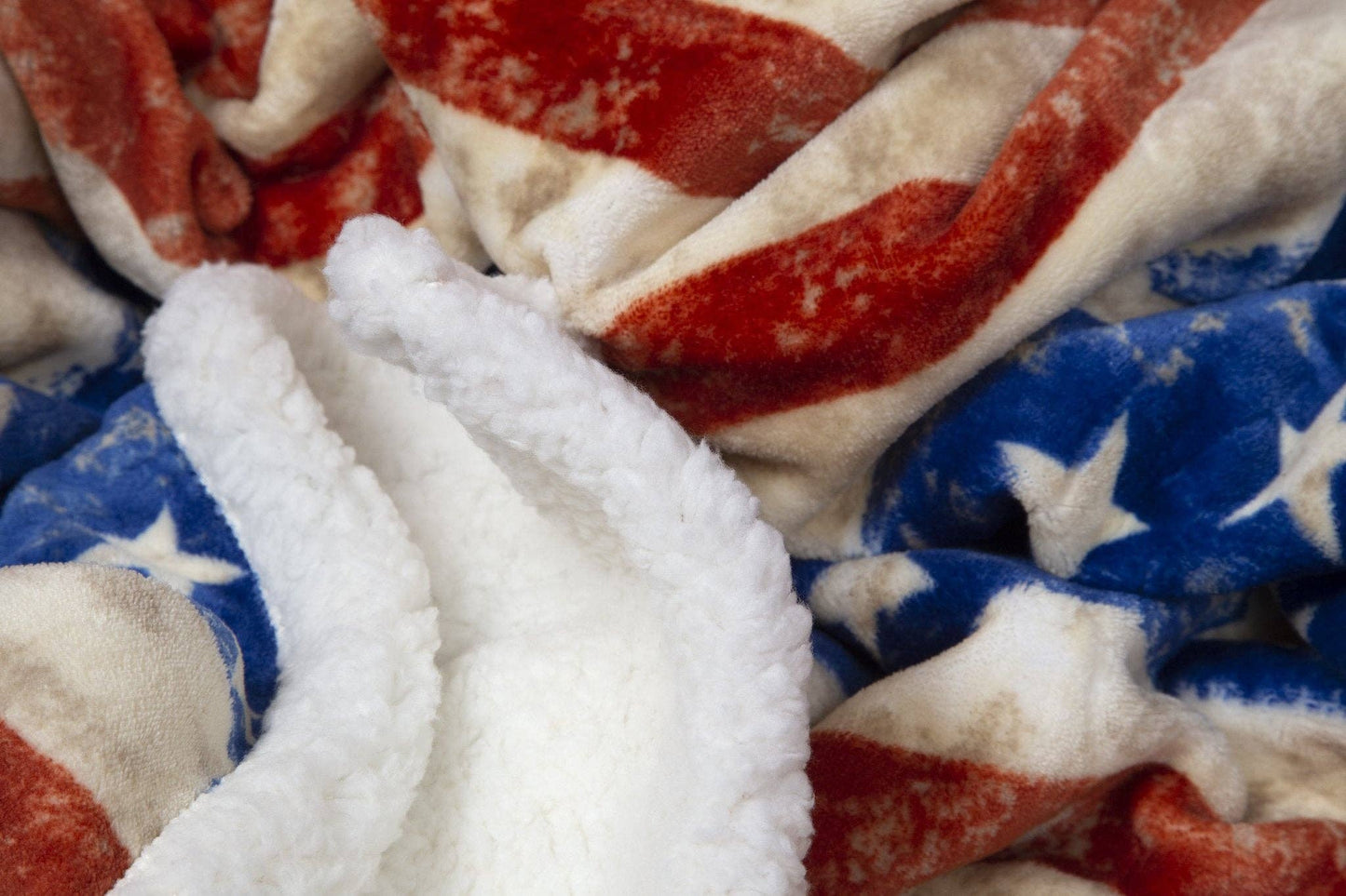 Wrangler Stars & Stripes American Flag Plush Fur Sherpa Fleece Blanket
