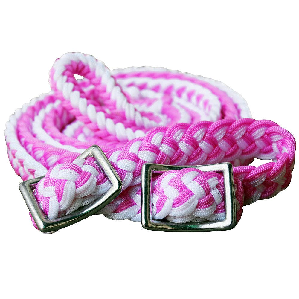Hilason Braided Poly Barrel Horse Racing Reins Flat Grip Knots 1" X 8Ft | Rein Gifts: Red