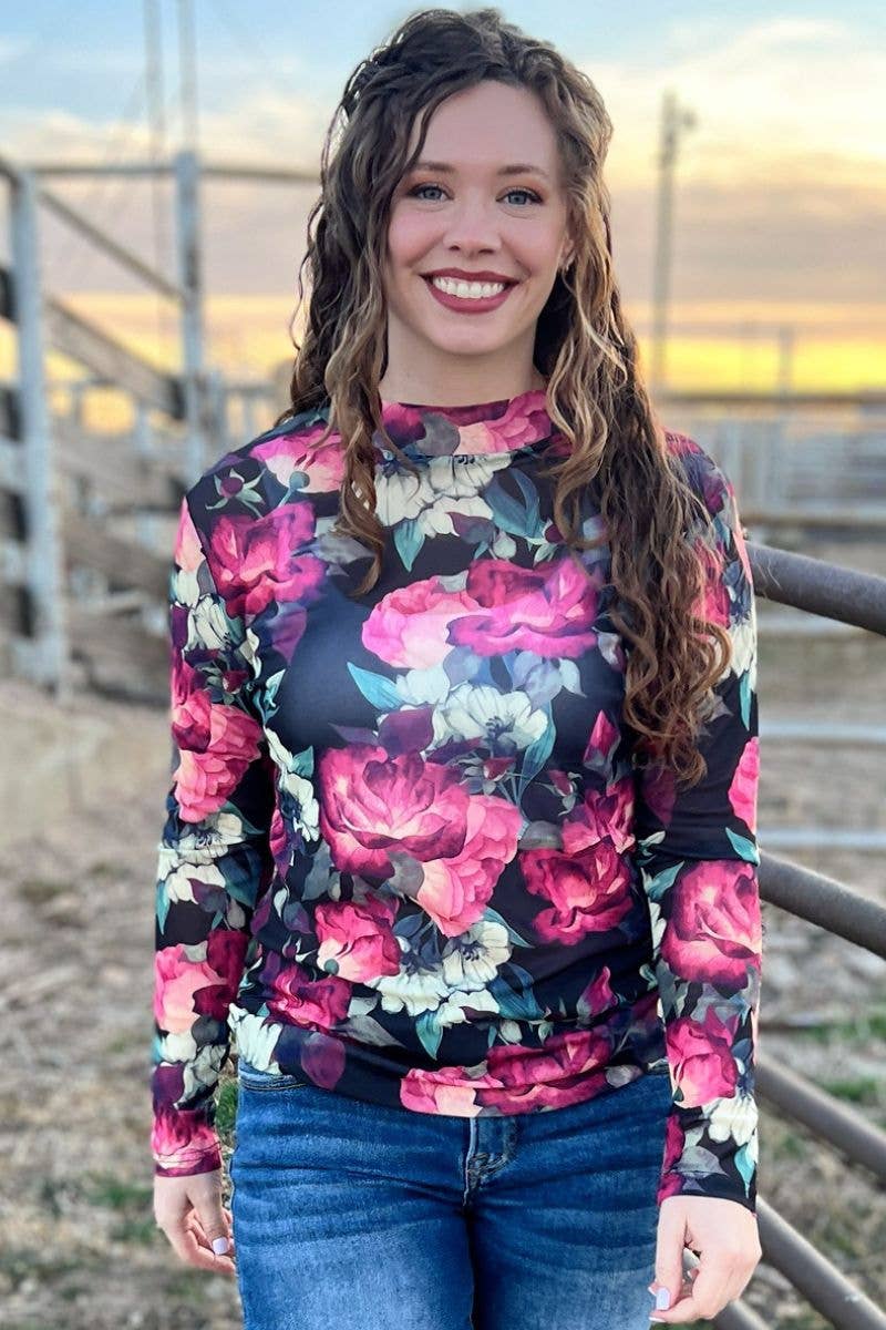 Where Flowers Bloom Mesh Top: L