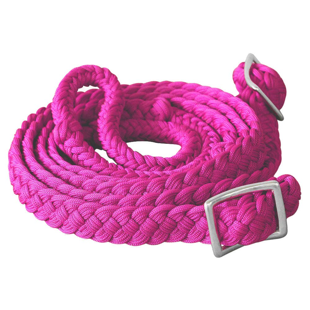 Hilason Braided Poly Barrel Horse Racing Reins Flat Grip Knots 1" X 8Ft | Rein Gifts: Red