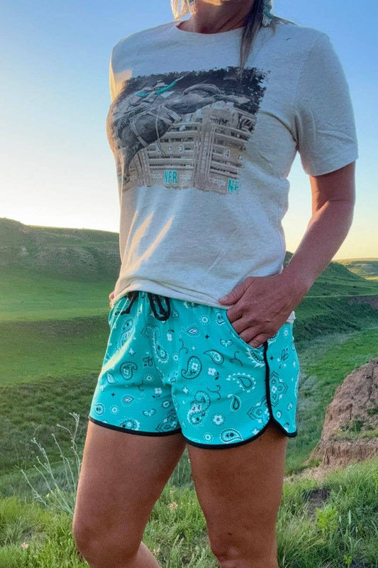 Bandana Babe Turquoise Shorts: S