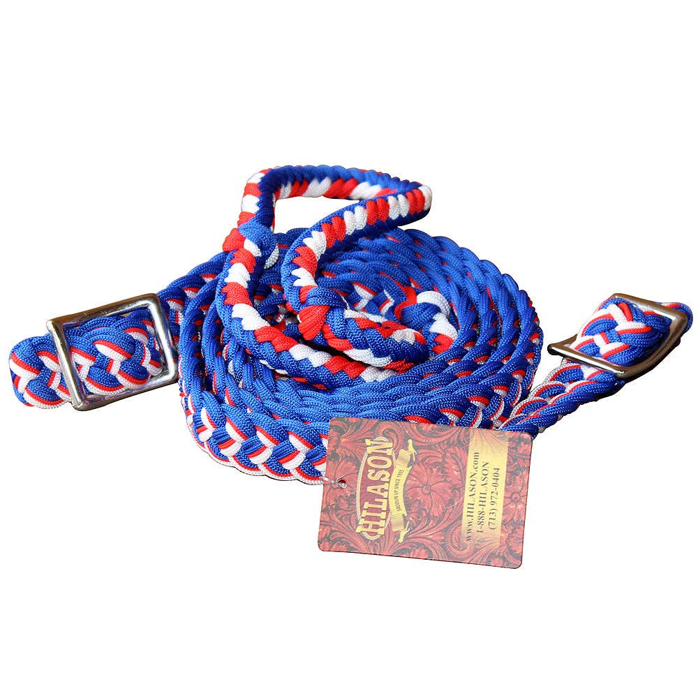 Hilason Braided Poly Barrel Horse Racing Reins Flat Grip Knots 1" X 8Ft | Rein Gifts: Red