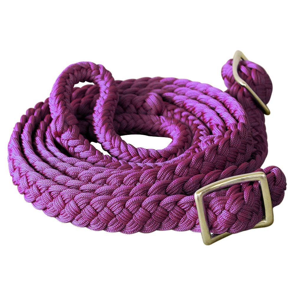 Hilason Braided Poly Barrel Horse Racing Reins Flat Grip Knots 1" X 8Ft | Rein Gifts: Red