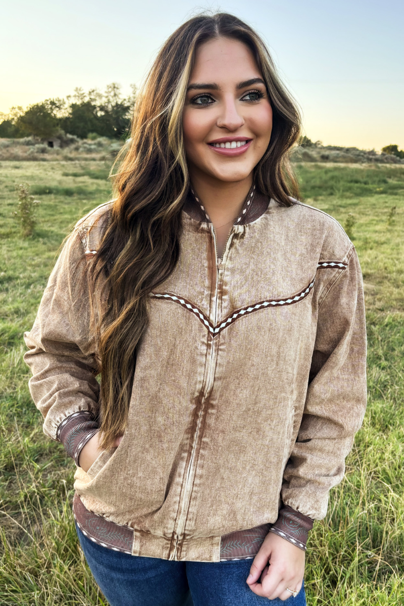 Buckskin Buckstitch Bomber Jacket: S