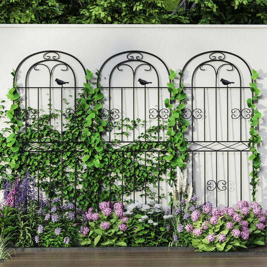 Metal Climbing Trellis, Iron Garden Decor: 3-Pack