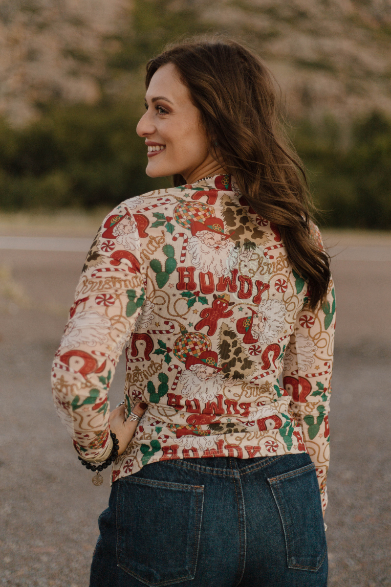 Howdy Santa Mesh Top: L
