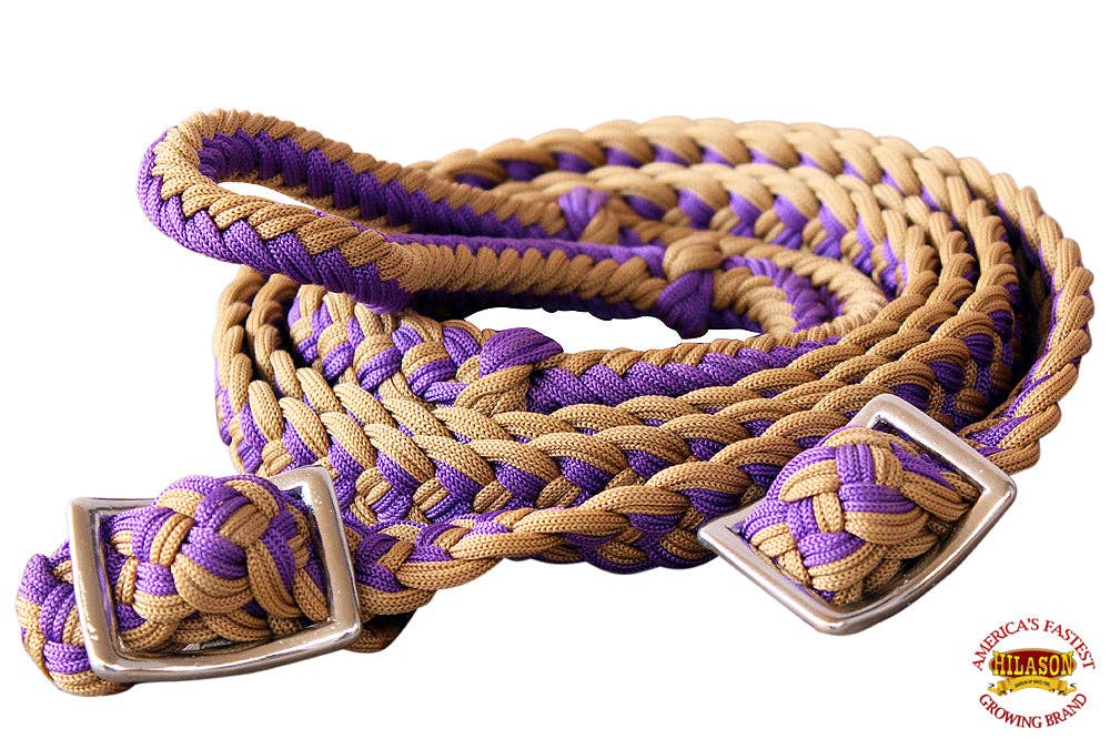 Hilason Braided Poly Barrel Horse Racing Reins Flat Grip Knots 1" X 8Ft | Rein Gifts: Red
