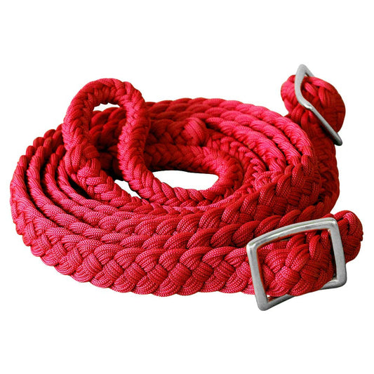 Hilason Braided Poly Barrel Horse Racing Reins Flat Grip Knots 1" X 8Ft | Rein Gifts: Red
