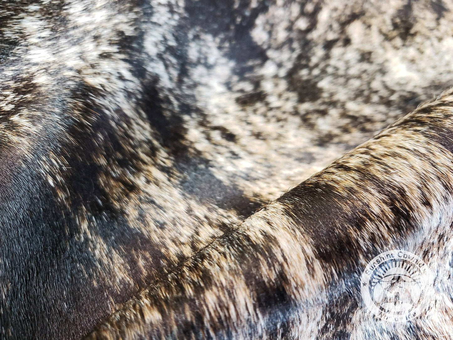 Brindle Dark Cowhide Rug: Colombia / 6 X 6-7' / Brindle Dark