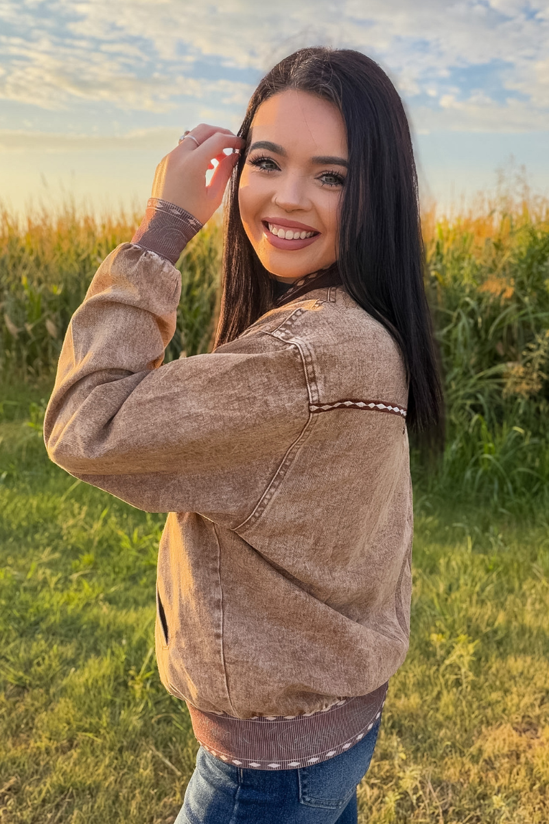 Buckskin Buckstitch Bomber Jacket: S