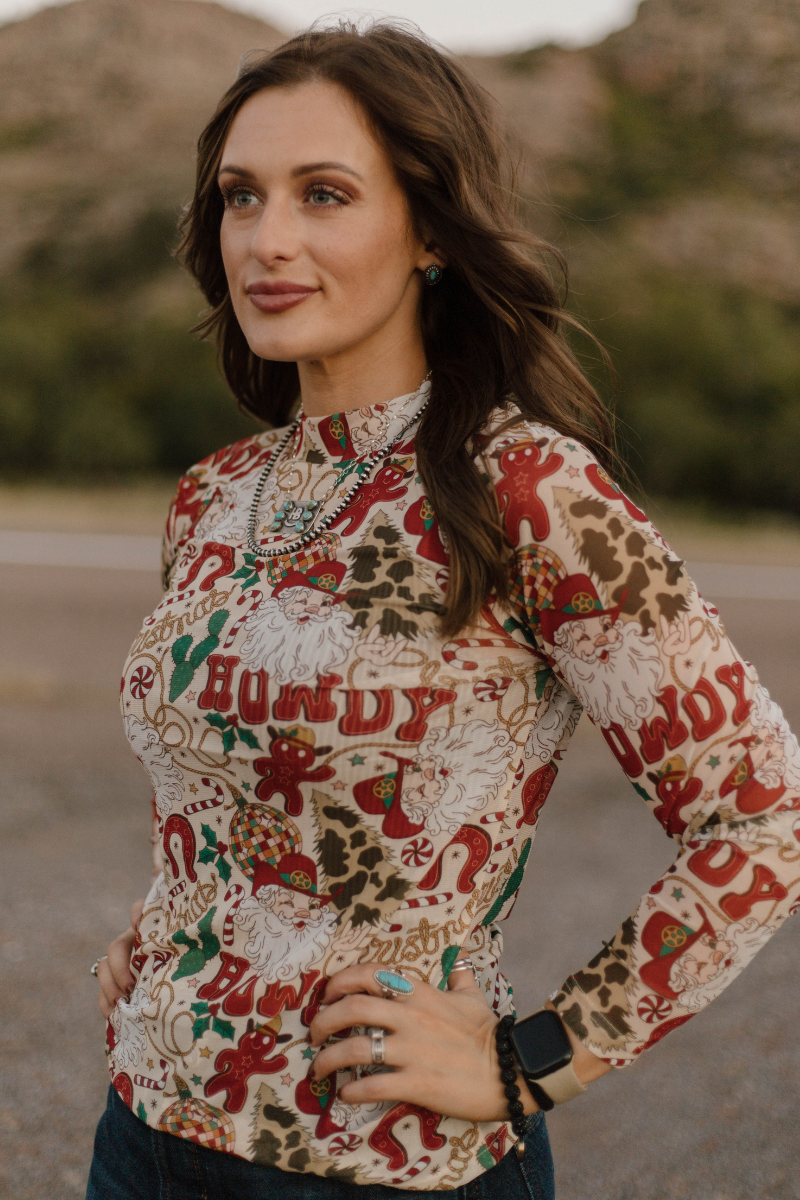 Howdy Santa Mesh Top: L