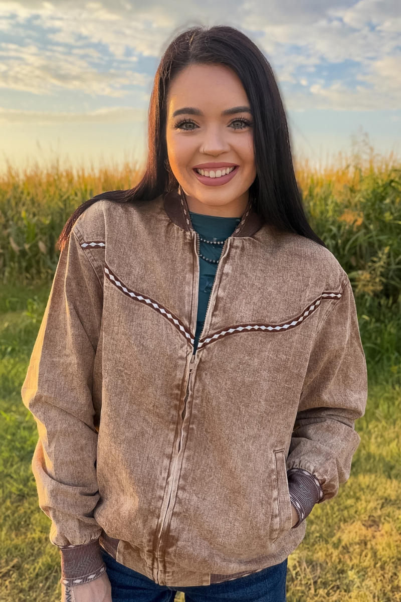 Buckskin Buckstitch Bomber Jacket: S