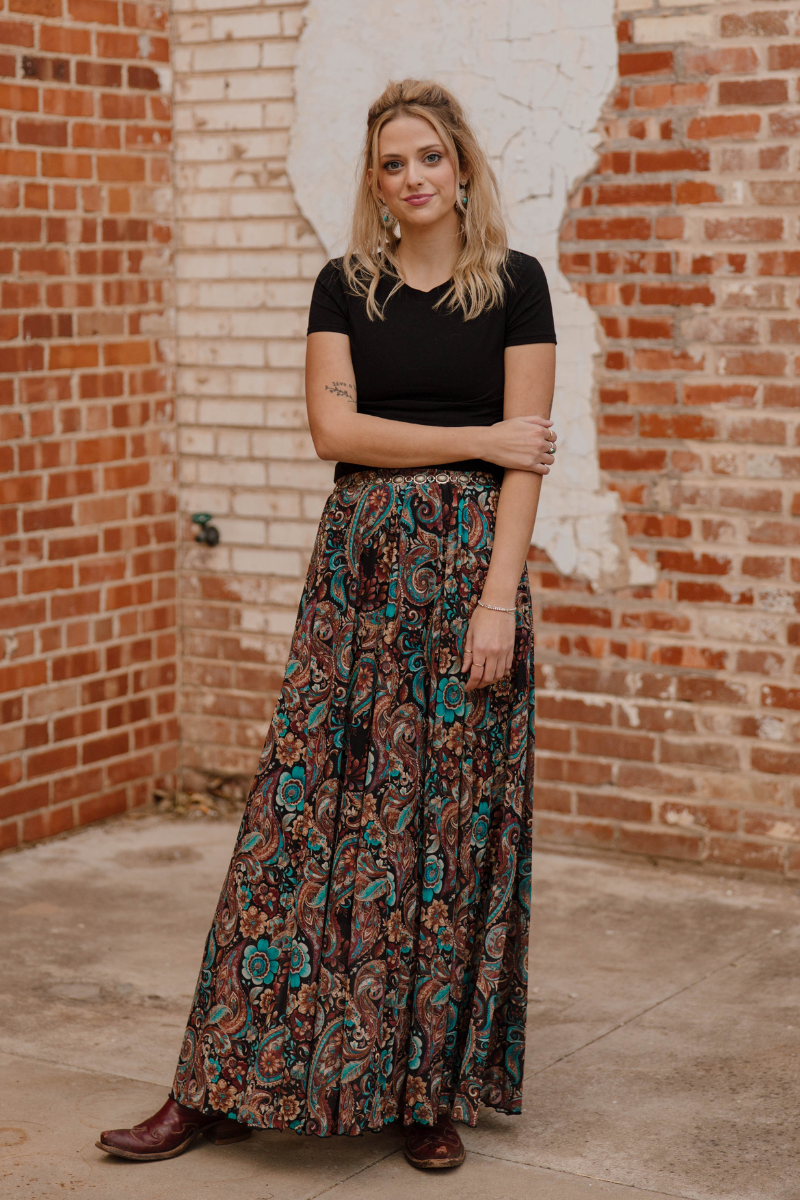 Sagebrush Swirl Maxi Skirt: S/M