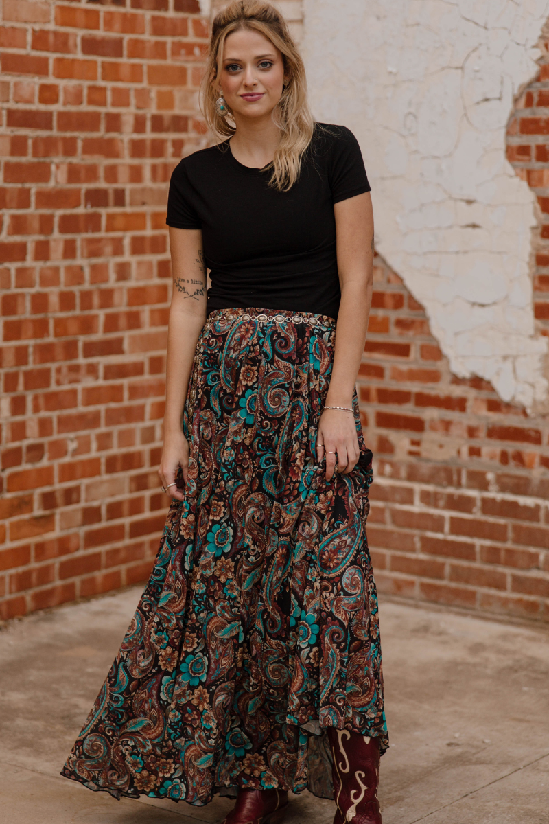 Sagebrush Swirl Maxi Skirt: S/M