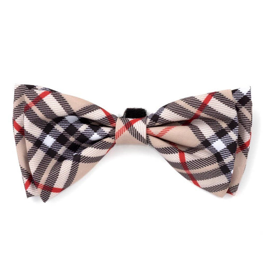 Plaid Bow Tie: Small / Tan