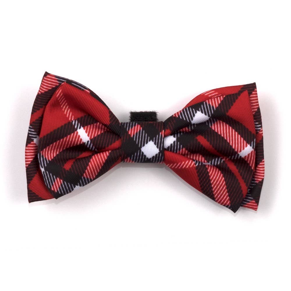 Plaid Bow Tie: Large / Red